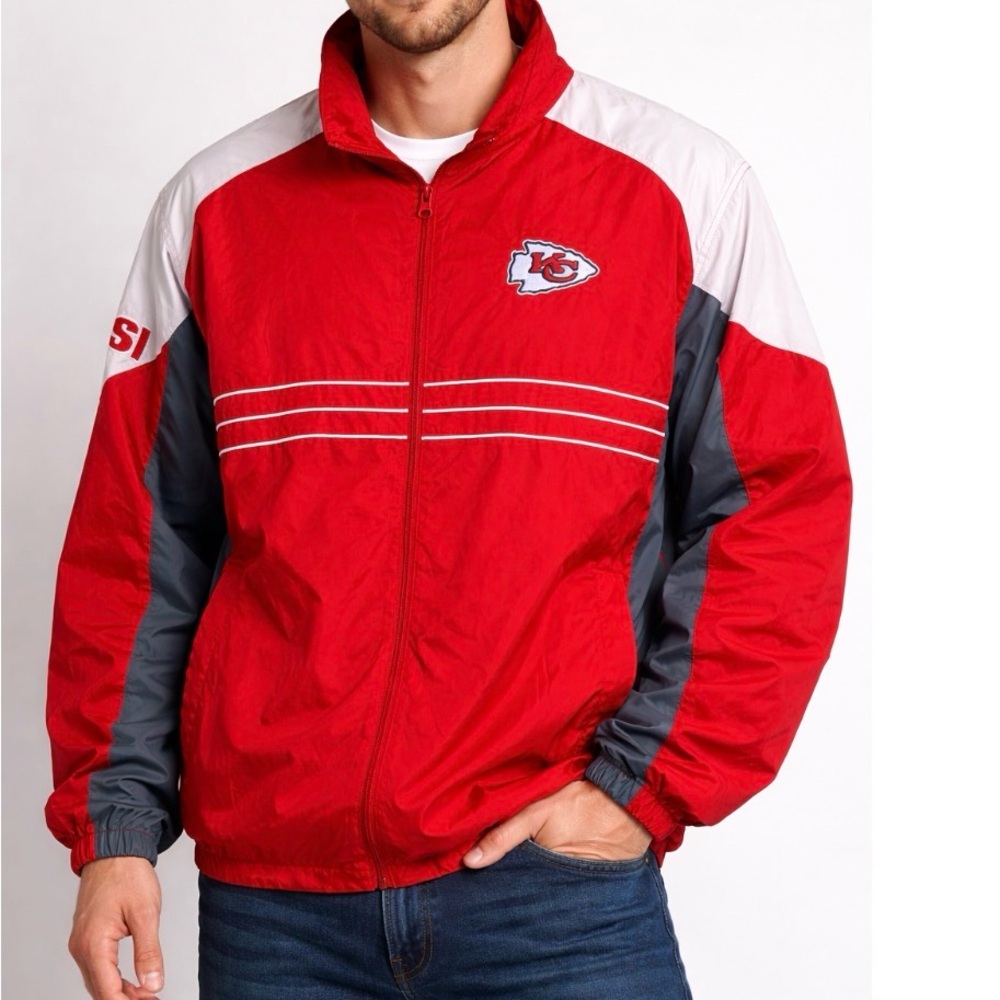 Kansas City Chiefs Reebok NFL Team Apparel Windbreaker XL Length 29” Chest 26”